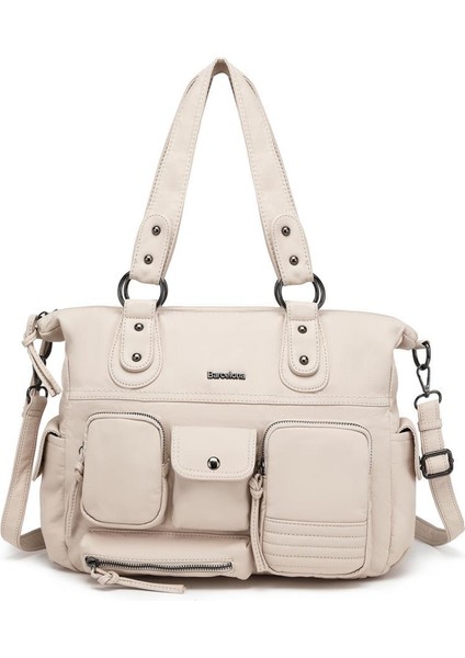 Yıkama Deri Omuz Askılı Kadın Çantası 21K Barcelona 1926