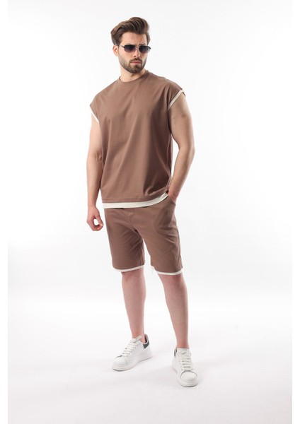 Vizon Sıfır Kol Erkek Şort T-Shirt Takım E7308