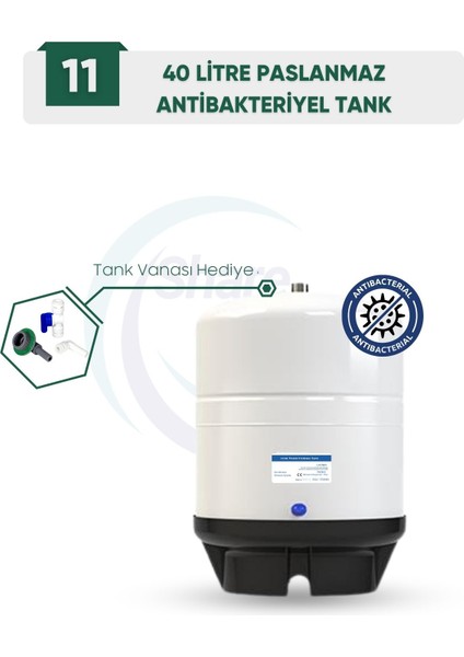 11 G 40 Litre Paslanmaz Çelik Su Deposu – Su Arıtma Tankı + Tank Vanası fiyatları