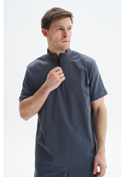 Erkek Regular Fit Basic % 100 Pamuk Süprem Dik Yaka Fermuarlı Tişört Y29344449302 modelleri