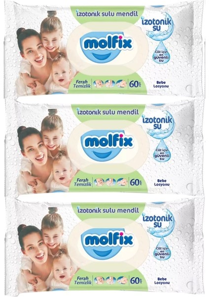 Izotonik Sulu Ferah Temizlik Islak Havlu Mendil 3'lü 180 Yaprak