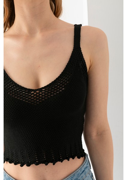 Petek Örgülü Askılı Crop Top, Body, Şık Rahat V Yaka Fitilli Kolsuz T-Shirt Krop, Askılı Krop, Top.