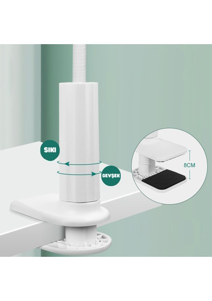 Masaüstü Telefon Tutucu Akrobat Teleskobik Kıskaçlı 360 Derece Dönen Telefon Standı