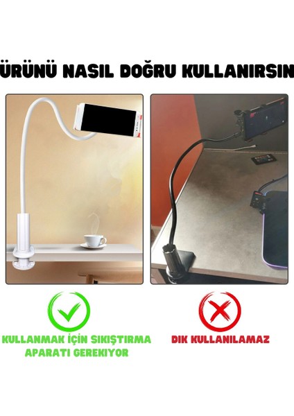 Masaüstü Telefon Tutucu Akrobat Teleskobik Kıskaçlı 360 Derece Dönen Telefon Standı modelleri