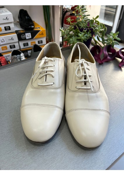 Krem Deri Maskaratlı Çarık Model Erkek Tango - Dans Ayakkabısı