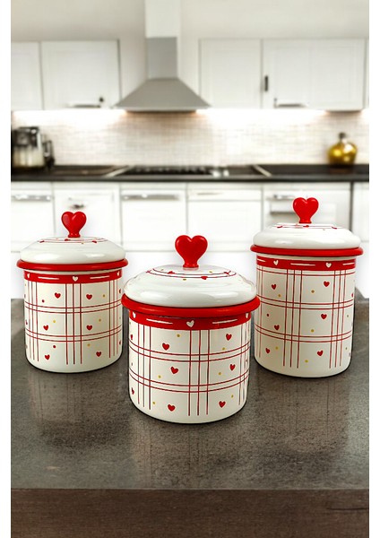 Emaye Kavanoz Kapaklı-1 /-1.3 / -1.5 Litre-Baharatlık, Çeyiz ,yoğurt Mayalama, Çok Amaçlı Kavanoz