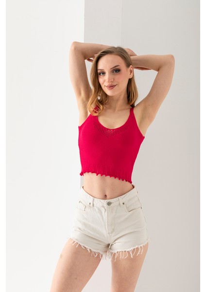 Petek Örgülü Askılı Crop Top, Body, Şık Rahat V Yaka Fitilli Kolsuz T-Shirt Krop, Askılı Krop, Top.