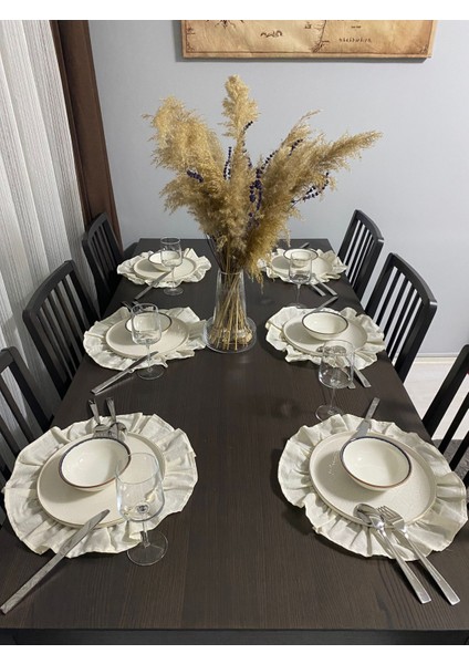 Fırfırlı Amerikan Servis Keten Yuvarlak 6'lı 40 x 40