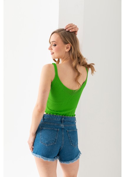 Petek Örgülü Askılı Crop Top, Body, Şık Rahat V Yaka Fitilli Kolsuz T-Shirt Krop, Askılı Krop, Top.