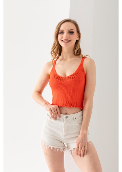 Petek Örgülü Askılı Crop Top, Body, Şık Rahat V Yaka Fitilli Kolsuz T-Shirt Krop, Askılı Krop, Top.