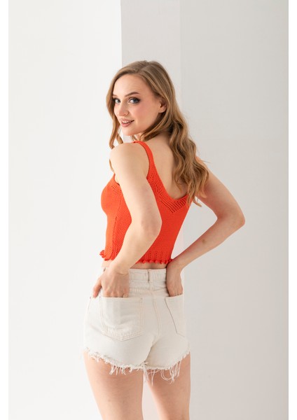 Petek Örgülü Askılı Crop Top, Body, Şık Rahat V Yaka Fitilli Kolsuz T-Shirt Krop, Askılı Krop, Top. fırsatları