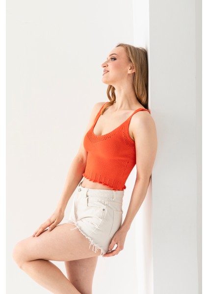Petek Örgülü Askılı Crop Top, Body, Şık Rahat V Yaka Fitilli Kolsuz T-Shirt Krop, Askılı Krop, Top. indirimleri