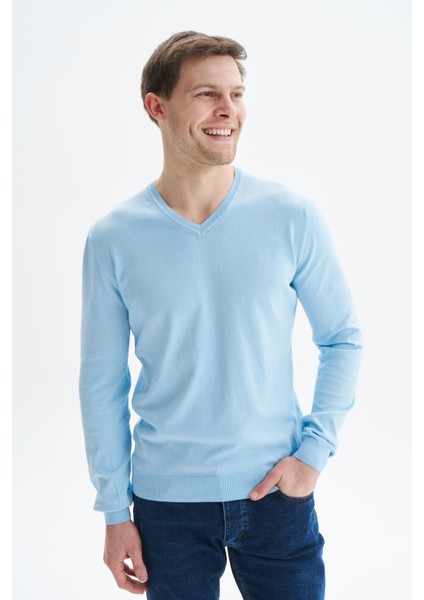 Erkek Slim Fit Basic V Yaka Triko Kazak K9KRO0852