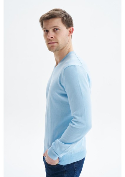 Erkek Slim Fit Basic V Yaka Triko Kazak K9KRO0852