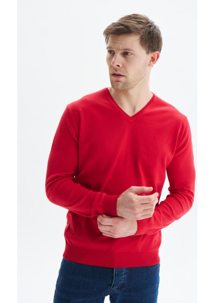 Erkek Slim Fit Basic V Yaka Triko Kazak K9KRO0852