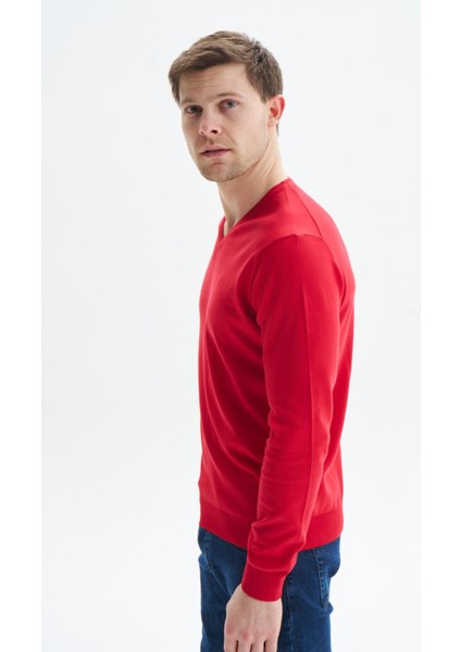 Erkek Slim Fit Basic V Yaka Triko Kazak K9KRO0852