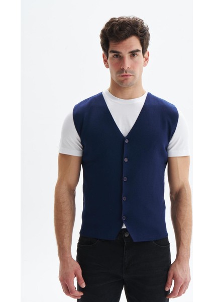 Erkek Slim Fit Basic %100 Pamuk Triko Yelek K9KRO0853