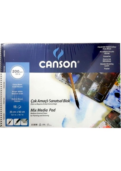 Çok Amaçlı Sanatsal Blok 200gr. 15 Yaprak 35X50cm 150630
