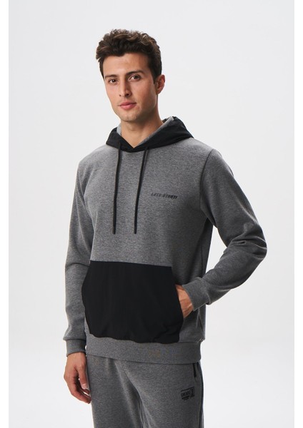 Erkek Slim Fit Basic Kanguru Cepli Su Geçirmeyen Scuba Kumaş Interlok Kapşonlu Sweatshirt K28254988601