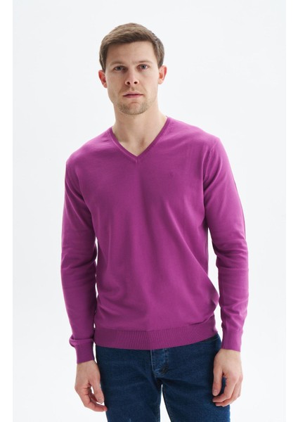 Erkek Slim Fit Basic V Yaka Triko Kazak K9KRO0852