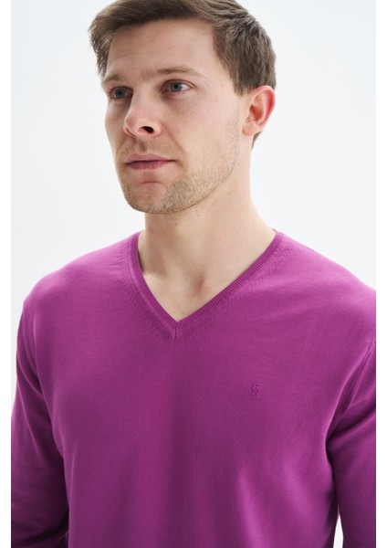 Erkek Slim Fit Basic V Yaka Triko Kazak K9KRO0852