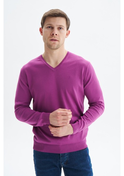 Erkek Slim Fit Basic V Yaka Triko Kazak K9KRO0852