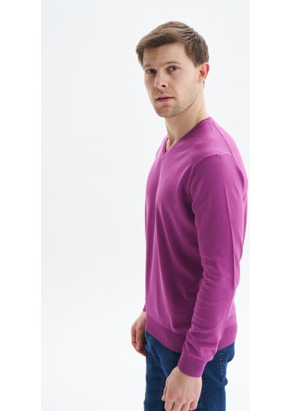 Erkek Slim Fit Basic V Yaka Triko Kazak K9KRO0852