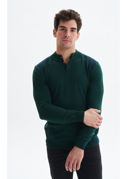 Erkek Slim Fit Likralı Akrilik Kumaş Yarım Yaka Triko Kazak K0KRO0864