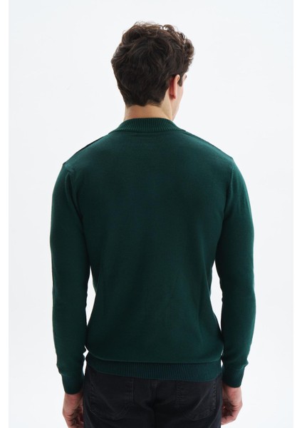 Erkek Slim Fit Likralı Akrilik Kumaş Yarım Yaka Triko Kazak K0KRO0864