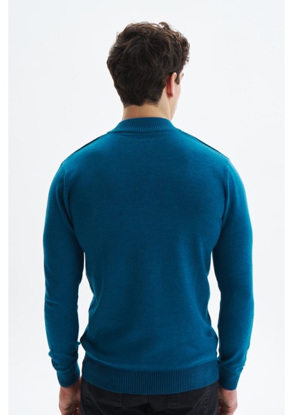 Erkek Slim Fit Likralı Akrilik Kumaş Yarım Yaka Triko Kazak K0KRO0864
