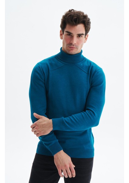 Erkek Slim Fit Likralı Akrilik Kumaş Boğazlı Yaka Triko Kazak K0KRO0862 fiyatları