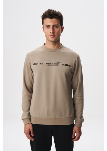 Erkek Slim Fit Su Geçirmeyen Scuba Kumaş Interlok Bisiklet Yaka Sweatshirt K28124988801