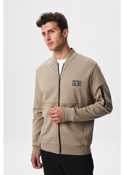 Erkek Slim Fit Scuba Su Geçirmeyen Kumaş Basic Kol Cepli Tam Fermuar Kolej Yaka Sweatshirt K28324988301 modelleri