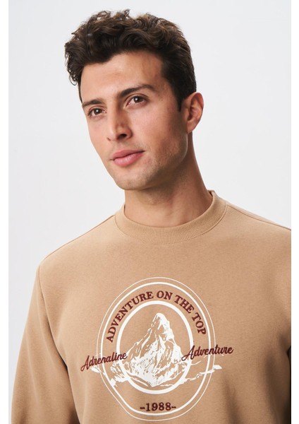 Baskılı Yazılı Regular Fit Şardonlu Erkek Bisiklet Yaka Sweatshirt K28124602901 fiyatları