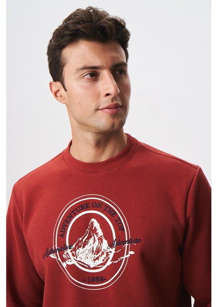 Baskılı Yazılı Regular Fit Şardonlu Erkek Bisiklet Yaka Sweatshirt K28124602901 fiyatları