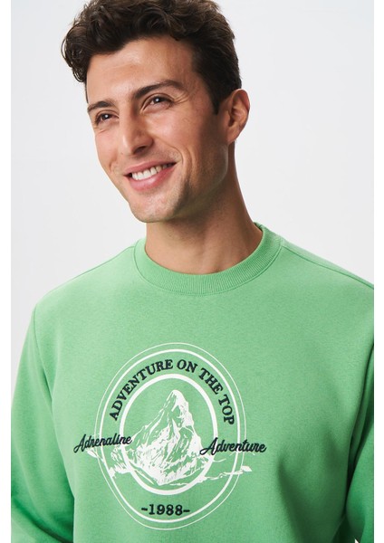 Baskılı Yazılı Regular Fit Şardonlu Erkek Bisiklet Yaka Sweatshirt K28124602901 fiyatları