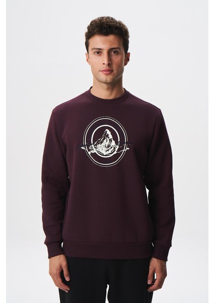 Baskılı Yazılı Regular Fit Şardonlu Erkek Bisiklet Yaka Sweatshirt K28124602901