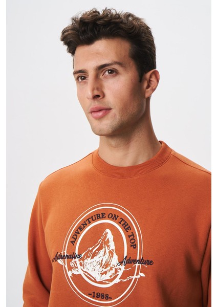 Baskılı Yazılı Regular Fit Şardonlu Erkek Bisiklet Yaka Sweatshirt K28124602901