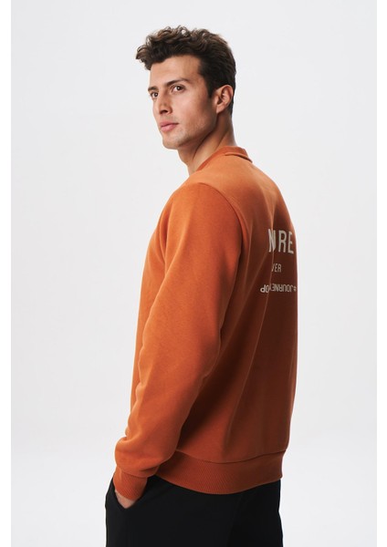 Baskılı Yazılı Regular Fit Şardonlu Erkek Bisiklet Yaka Sweatshirt K28124602901