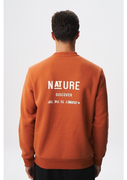 Baskılı Yazılı Regular Fit Şardonlu Erkek Bisiklet Yaka Sweatshirt K28124602901