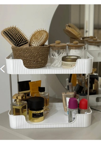 2 Katlı Banyo Mutfak Ofis ve Makyaj Düzenleyici Çok Amaçlı Masa Organizer