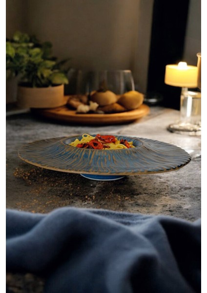 Mantra Porselen Makarna ve Salata Tabağı Çukur Dekoratif Tabak Mavi 28CM 1 Adet fiyatları