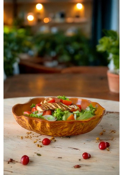 Wood 26CM Porselen Çukur Salata ve Makarna Kase