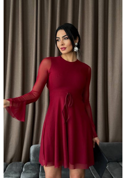 Kadın Sırt Dekolteli Tül Mini Elbise NBDF010 fiyatları