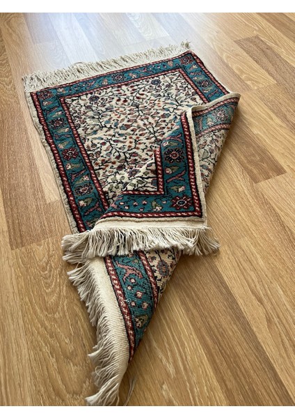 86 x 58 cm Küçük Boy Çiçek Desenli Halı, El Dokuma Yün Halı, Zarif ve Sanatsal Vintage Halı, Şık Ev Dekoru fiyatları