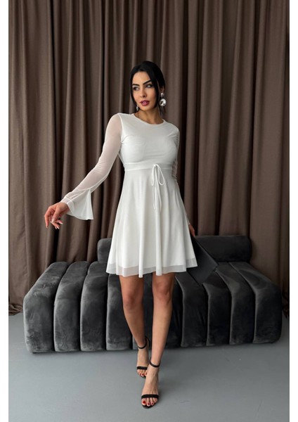 Kadın Sırt Dekolteli Tül Mini Elbise NBDF010 fiyatları