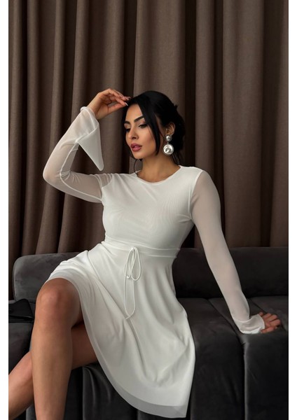 Kadın Sırt Dekolteli Tül Mini Elbise NBDF010 modelleri