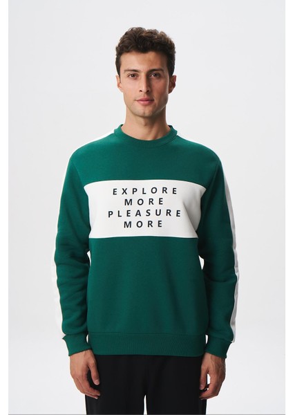 Erkek Regular Fit Yazılı Şardonlu 3 İplik Bisiklet Yaka Sweatshirt K28124602601