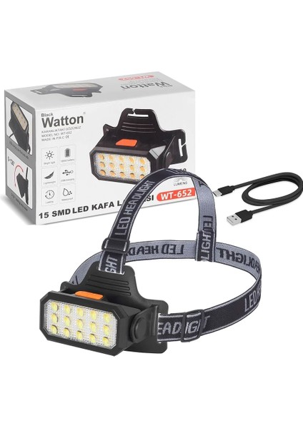 15 Ledli Sarı / Beyaz Şarjlı Kafa Lambası WT-652