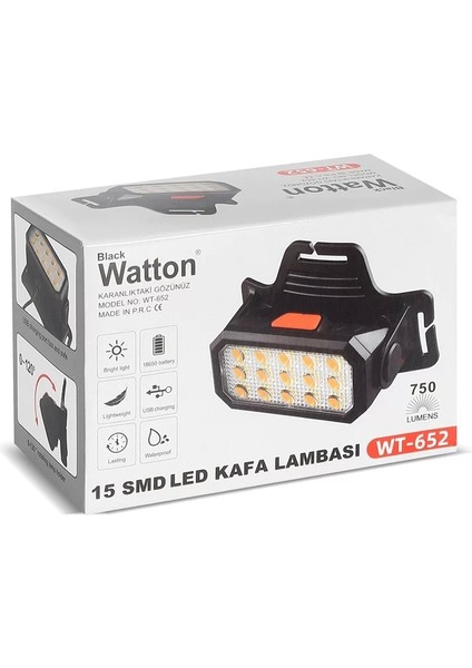 15 Ledli Sarı / Beyaz Şarjlı Kafa Lambası WT-652 fiyatları